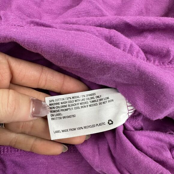 NWT Isabel Maternity by Ingrid & Isabel Purple Slit Tie Sleeve T-Shirt Blouse XS - Picture 7 of 9